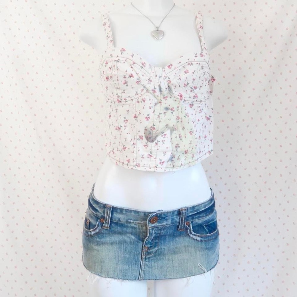 no boundaries floral corset top bustier unicorn cami medium y2k coquette
